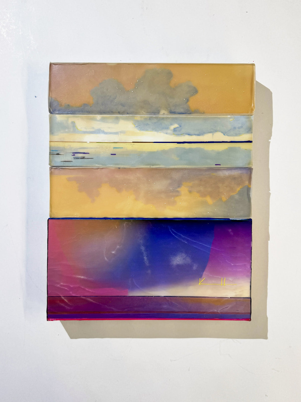 Subtle Shifts, 40 x 50 cm, pigment transfer, acrylic and varnish on cradled wooden boards
