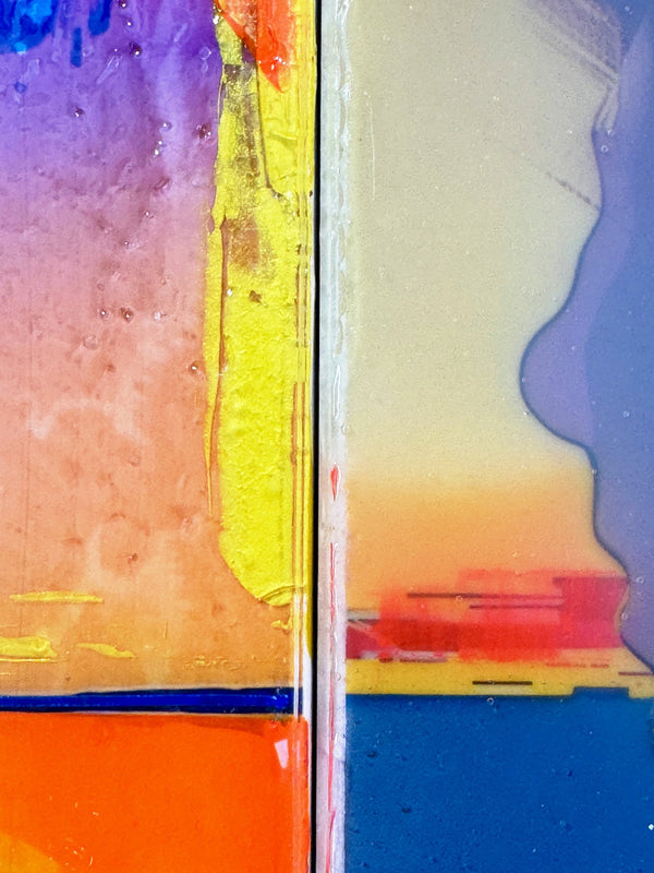 Through Peach to Gold, 58 x 60 cm, detail of the surface