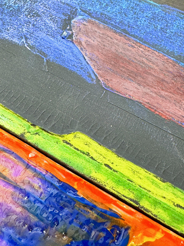 Through Peach to Gold, 58 x 60 cm, detail of the surface