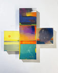 Through Peach to Gold, 58 x 60 cm, pigment transfer, acrylic and varnish on cradled wooden boards