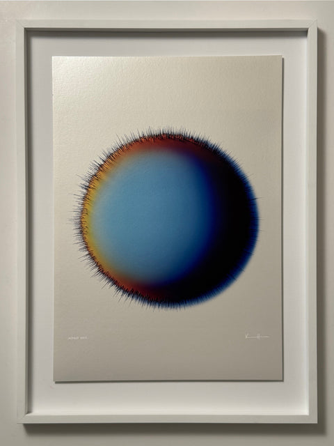 IMPACT 0012 by Kalle Hellzén, hand-signed one-of-one original presented in float mount with Museum Glass and white frame. Archival pigment on Hahnemühle Photo Rag Metallic 340gsm.