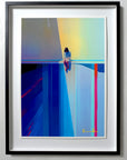 Bird by Atelier Kalle Hellzén, A2 open-edition print float-mounted behind museum glass in a black frame.