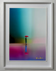Off Season by Atelier Kalle Hellzén, A2 open-edition print float-mounted behind museum glass in a white frame.
