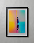Private Sun by Atelier Kalle Hellzén, A3 open-edition print float-mounted behind museum glass in a black frame.