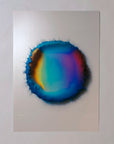 IMPACT 0014 by Kalle Hellzén, hand-signed one-of-one original. Archival pigment on Hahnemühle Photo Rag Metallic 340gsm, from macro studies of pigment, medium, chemistry, and physics under chromatic pressure.
