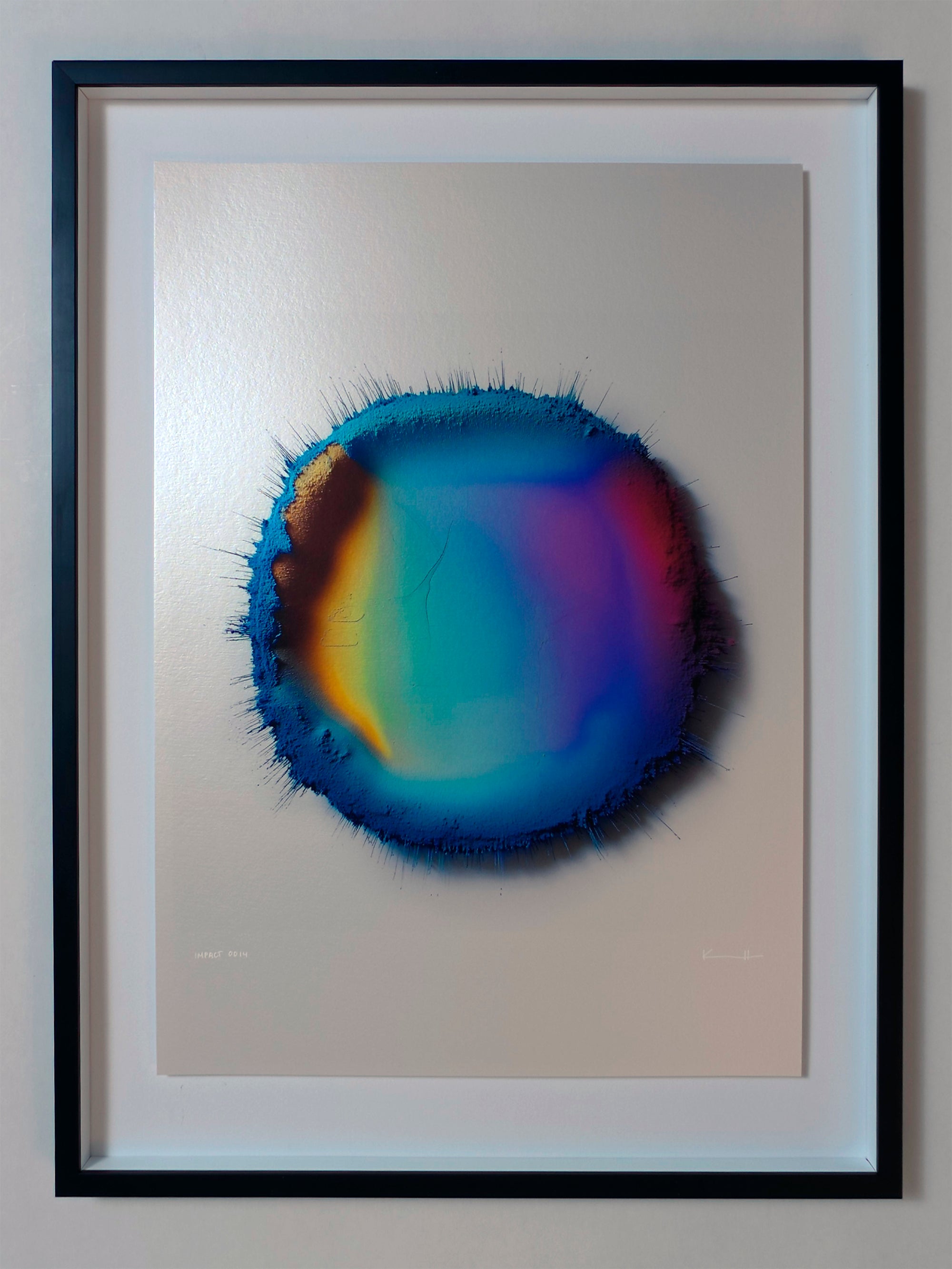 IMPACT 0014 by Kalle Hellzén, hand-signed one-of-one original presented in float mount with Museum Glass and black frame. Archival pigment on Hahnemühle Photo Rag Metallic 340gsm.