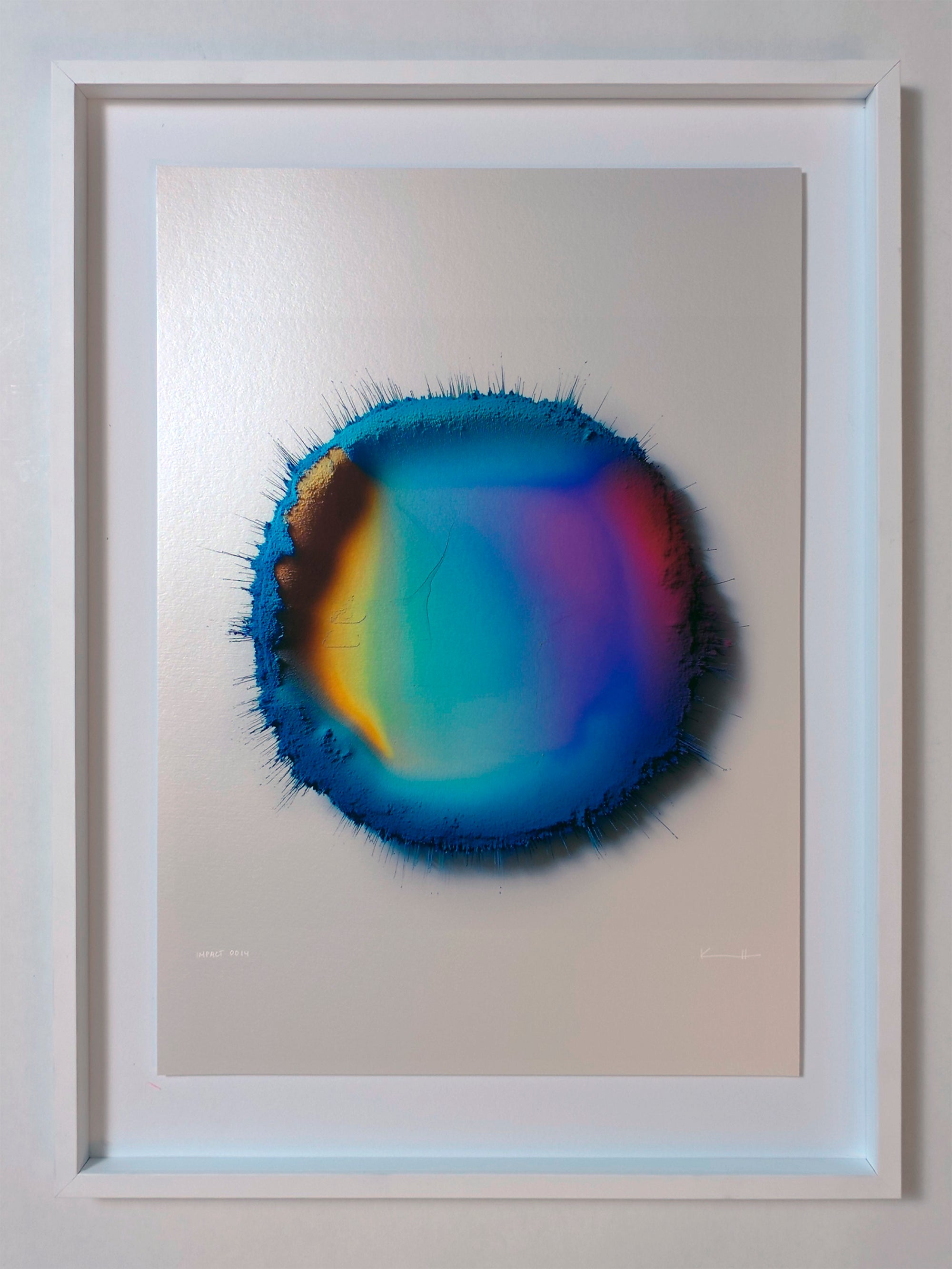 IMPACT 0014 by Kalle Hellzén, hand-signed one-of-one original presented in float mount with Museum Glass and white frame. Archival pigment on Hahnemühle Photo Rag Metallic 340gsm.