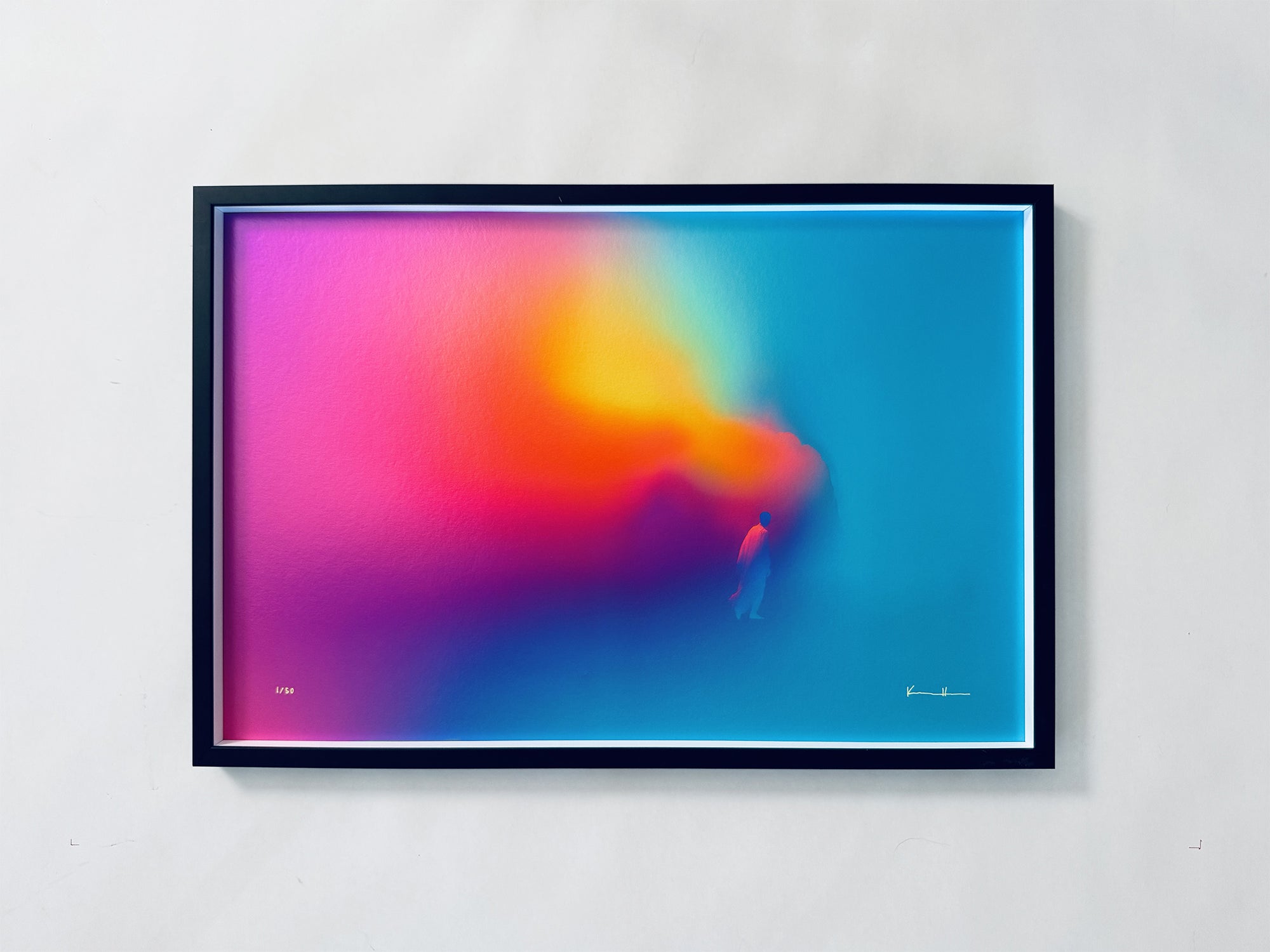 The Corner, Scale I Shadow Box w. Artglass (black) - print of The Relief of Becoming Small
