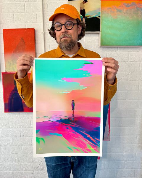 Colorful teal, orange, pink, blue, new artwork Golden Hour artwork revealed by colorblind artist Kalle Hellzen 