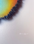 IMPACT 0015 by Kalle Hellzén, hand-signed one-of-one original. Archival pigment on Hahnemühle Photo Rag Metallic 340gsm, from macro studies of pigment, medium, chemistry, and physics under chromatic pressure. Additional perspective.