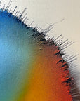 IMPACT 0015 by Kalle Hellzén, hand-signed one-of-one original. Archival pigment on Hahnemühle Photo Rag Metallic 340gsm, from macro studies of pigment, medium, chemistry, and physics under chromatic pressure. Supplementary view.