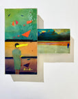 Night Swim, 40 x 40 cm, pigment transfer, acrylic and varnish on cradled wooden boards