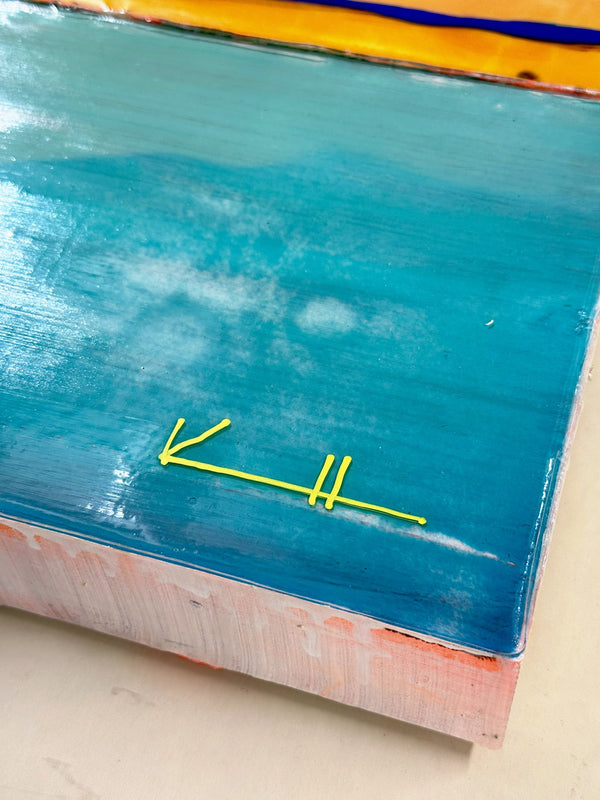 The Cyan Spills, 70 x 90 cm, detail of the surface