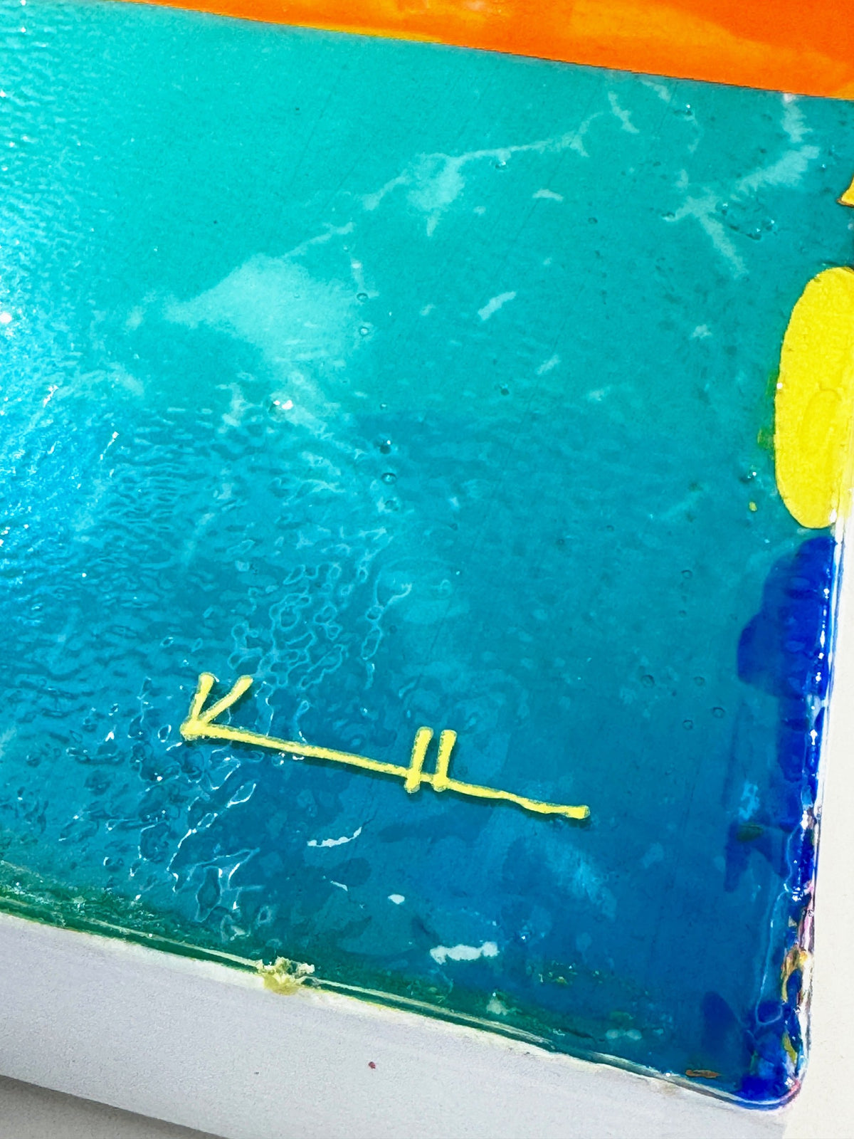 The Cyan Spills, 70 x 90 cm, detail of the surface