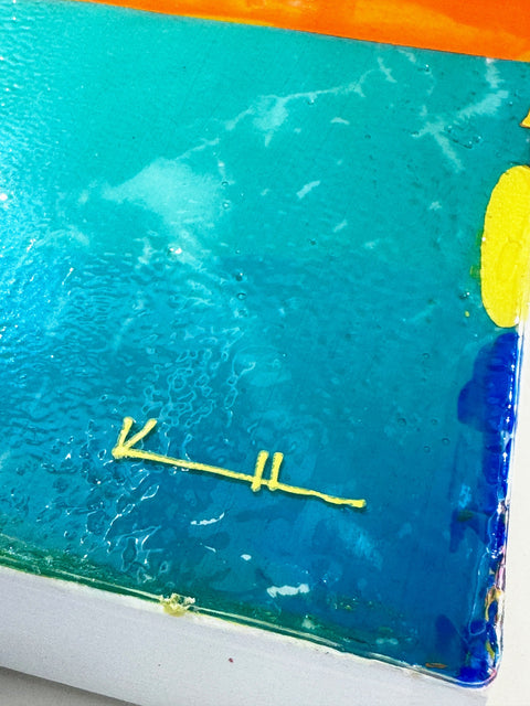 The Cyan Spills, 70 x 90 cm, detail of the surface