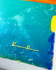 The Cyan Spills, 70 x 90 cm, detail of the surface