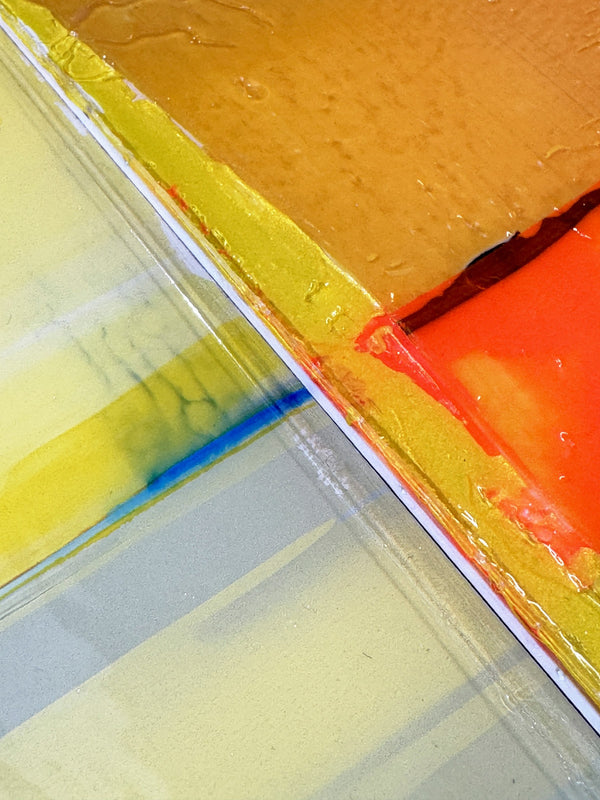 Through Peach to Gold, 58 x 60 cm, detail of the surface