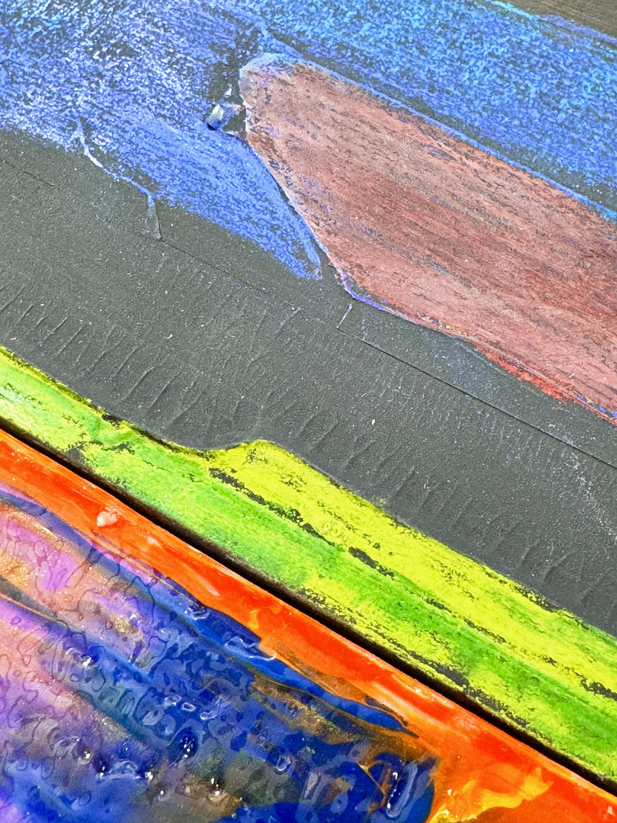 Through Peach to Gold, 58 x 60 cm, detail of the surface