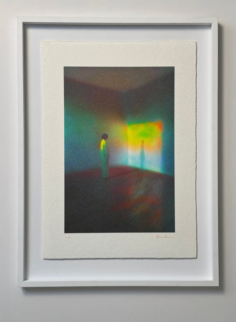 The Solar Pavilion by Atelier Kalle Hellzén, hand-signed and numbered Limited Edition of 10 presented in float mount with Museum Glass and white frame. Archival pigment on handmade 300gsm kozo washi with natural deckled edge.