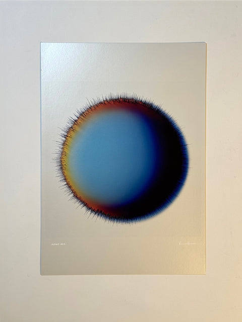IMPACT 0012 by Kalle Hellzén, hand-signed one-of-one original. Archival pigment on Hahnemühle Photo Rag Metallic 340gsm, from macro studies of pigment, medium, chemistry, and physics under chromatic pressure.