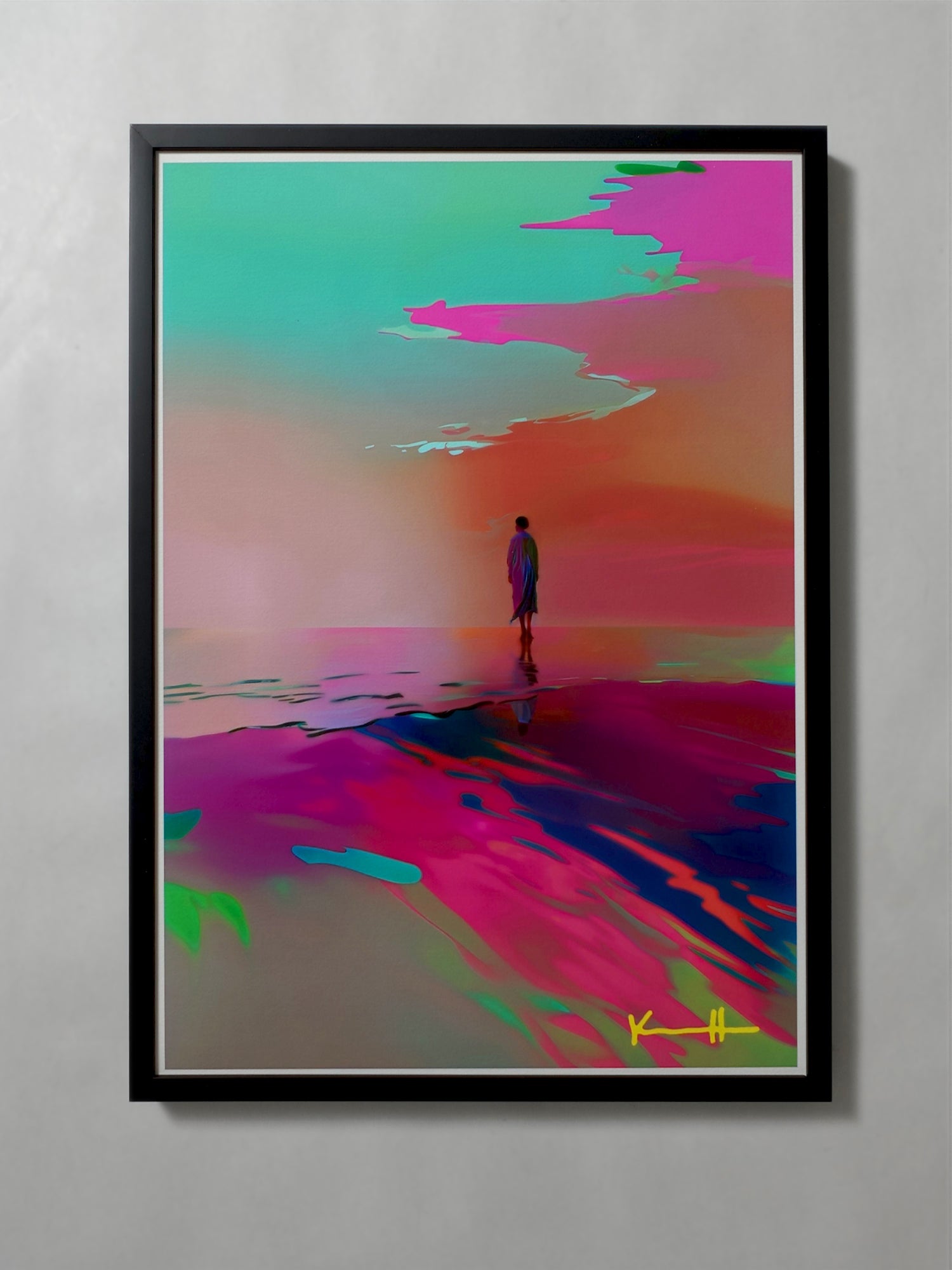 Golden Hour by Atelier Kalle Hellzén, A2 open-edition print flush-mounted in a black frame.
