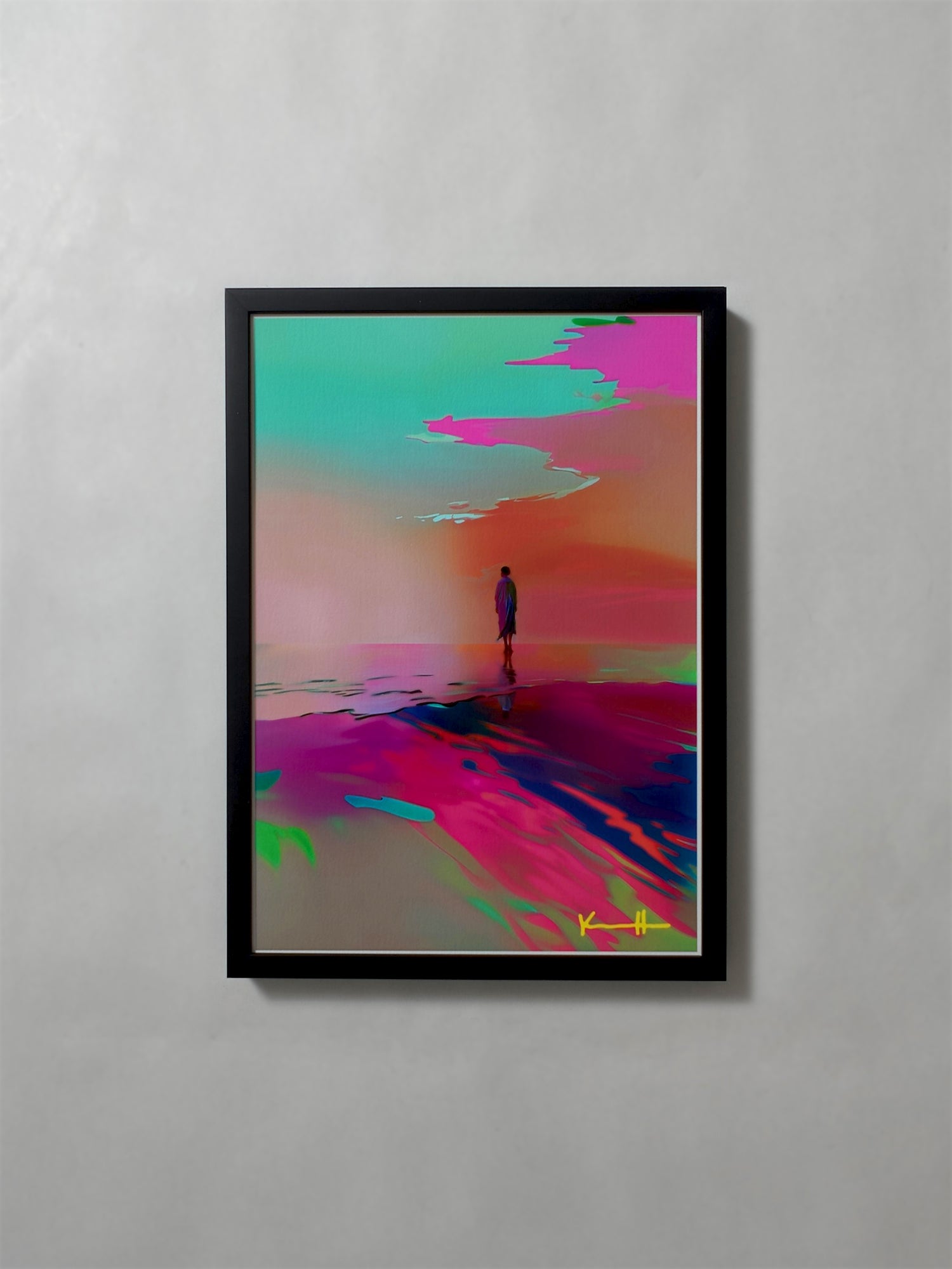 Golden Hour by Atelier Kalle Hellzén, A3 open-edition print flush-mounted in a black frame.