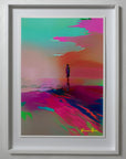 Golden Hour by Atelier Kalle Hellzén, A2 open-edition print float-mounted behind museum glass in a white frame.