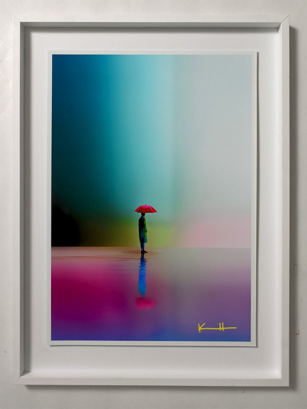 Off Season by Atelier Kalle Hellzén, A2 open-edition print float-mounted behind museum glass in a white frame.