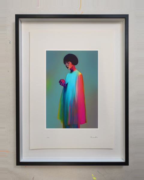 Becoming, 42 × 59.4 cm, giclée on Hahnemühle German Etching, float mount, black frame