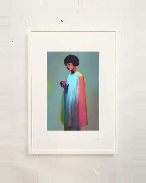 Becoming, 42 × 59.4 cm, giclée on Hahnemühle German Etching, flush mount, white frame