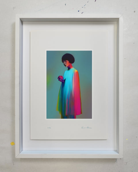 Becoming, 29.7 × 42 cm, giclée on Hahnemühle German Etching, float mount, white frame