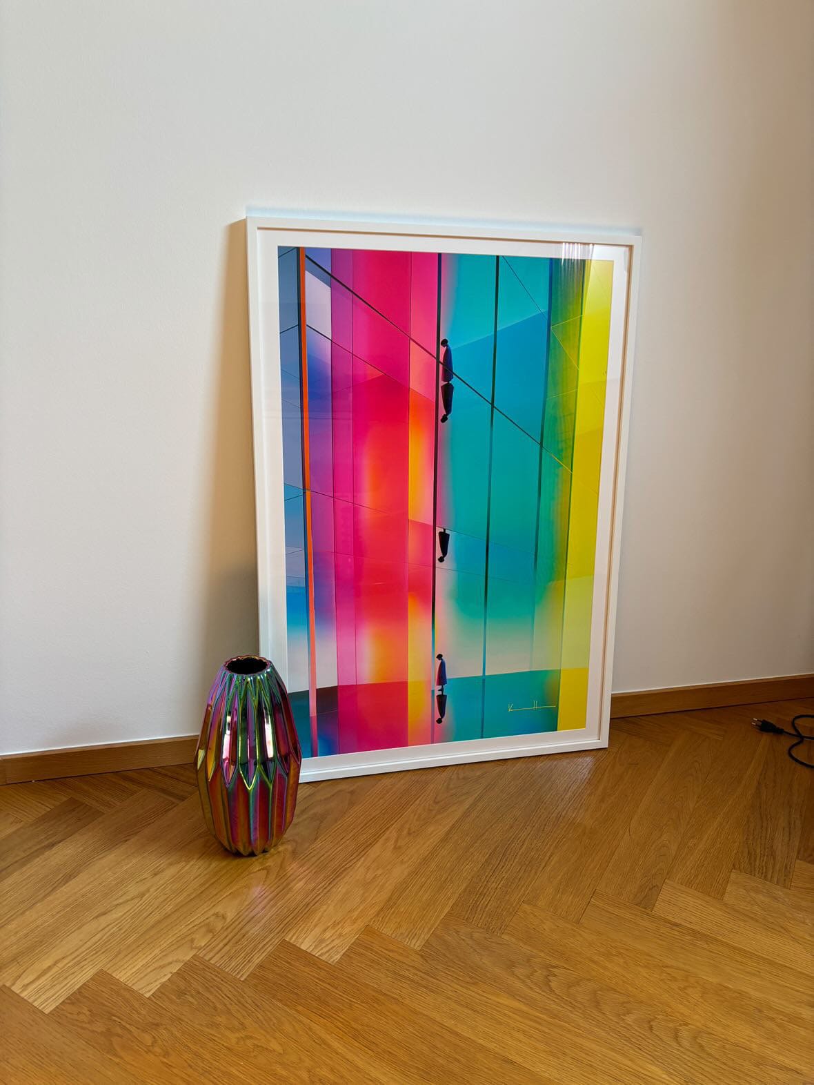 multi colored dreamy  abstract artwork with strong form and unique palette 'Omnisun' by colorblind artist Kalle Hellzen.